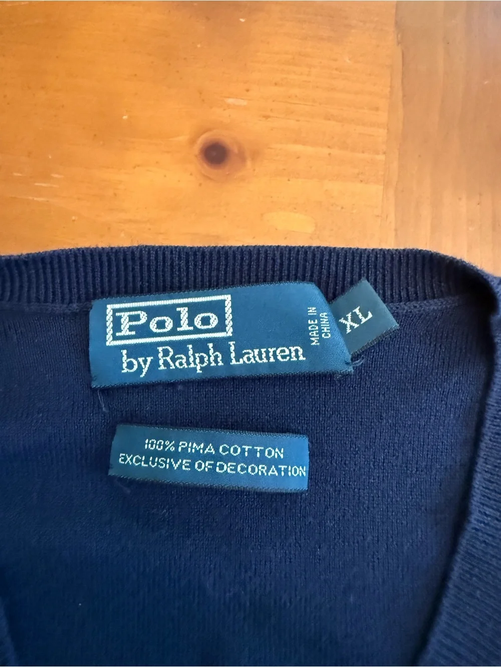 Polo Ralph Lauren Vneck Pullover Sweater Mens XL Navy Layering Preppy Comfort